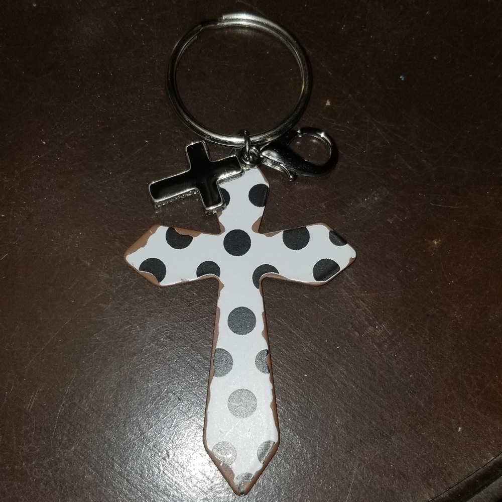 ***Vintage black and white cross charm***